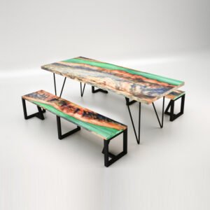 Resin Table and Bench combination