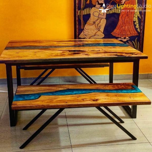 Resin Table and Bench Combination
